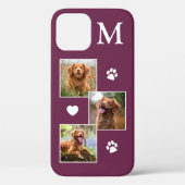 Pet Photo Collage Monogram Initiaal Magenta Cat Do Case-Mate iPhone Case (Achterkant)