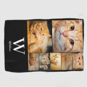 Pet Photo Collage Monogram Naam Golf Handdoek (Horizontaal)