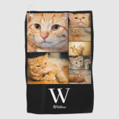 Pet Photo Collage Monogram Naam Golf Handdoek (Voorkant)