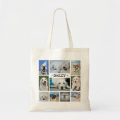 Pet Photo Collage Name Modern Cute Trendy Dog Cat Tote Bag (Voorkant)