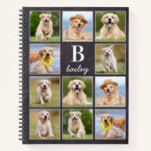 Pet Photo Collage Persoonlijk Monogram Puppy Dog Notitieboek (Voorkant)