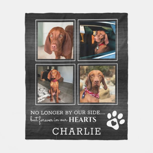 Pet Photo Collage & Sympathie Quote Rustic Dog/Cat Fleece Deken (Voorkant)
