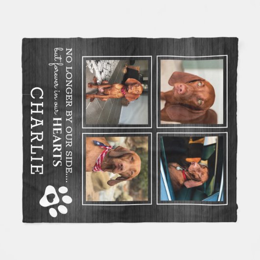Pet Photo Collage & Sympathie Quote Rustic Dog/Cat Fleece Deken (Voorkant (Horizontaal))