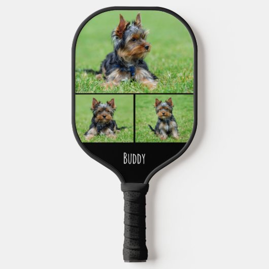 Pet Photo Collage with Name Pickleball Paddle (Voorkant)