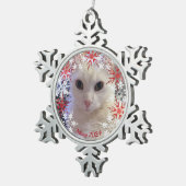 Pet Photo Custom Sneeuwvlokken Tin Sneeuwvlok Ornament (Rechts)