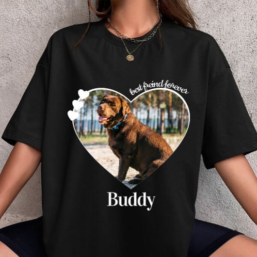 pet photo customize Heart custom dog name  T-shirt