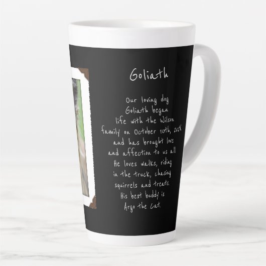 Pet Photo Dedication Memory Wording Latte Mok (Rechterhoek)
