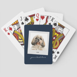 Pet Photo Dog Eigenaar Modern Script Birthday Pokerkaarten