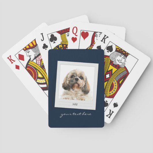 Pet Photo Dog Eigenaar Modern Script Birthday Pokerkaarten (Achterkant)