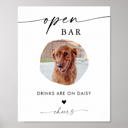Pet Photo Drink teken | Bruiloft Open Bar Teken Poster (Voorkant)