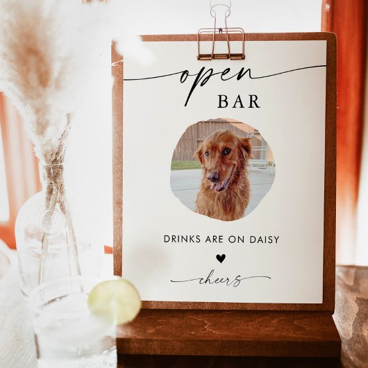 Pet Photo Drink teken | Bruiloft Open Bar Teken Poster