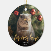 Pet Photo First Kerstforever Home Gold Script Keramisch Ornament (Links)