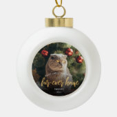 Pet Photo First Kerstforever Home Gold Script Keramische Bal Ornament (Voorkant)