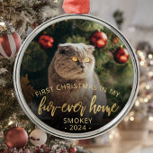 Pet Photo First Kerstforever Home Gold Script Metalen Ornament