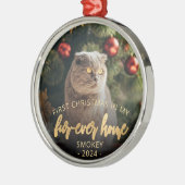 Pet Photo First Kerstforever Home Gold Script Metalen Ornament (Links)