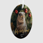 Pet Photo First Kerstforever Home Gold Script Ornament (voorkant)