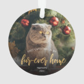 Pet Photo First Kerstforever Home Gold Script Ornament (achterkant)