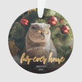 Pet Photo First Kerstforever Home Gold Script Ornament (voorkant)