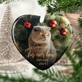 Pet Photo First Kerstforever Home Gold Script Ornament