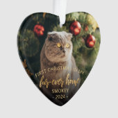 Pet Photo First Kerstforever Home Gold Script Ornament (voorkant)