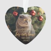 Pet Photo First Kerstforever Home Gold Script Ornament (achterkant)