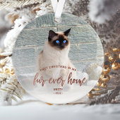 Pet Photo First Kerstmis Forever Home Roos Gold Ornament