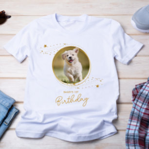 Pet Photo Gold Stars Dog Birthday Personated T-shirt