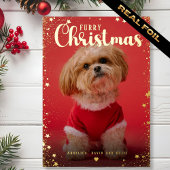 Pet Photo Golden Star Frame  Folie Feestdagenkaart