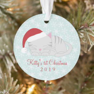 Pet Photo Gray Cat Kerstmis Ornament