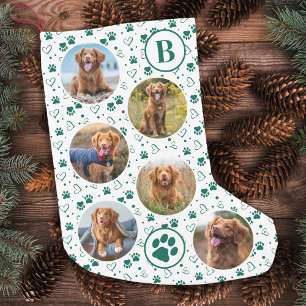 Pet Photo Green Glitter Paw Printerpagina Kleine Kerstsok