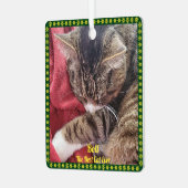 Pet Photo Green Gold Border Name Gezegde Ornament (Voorkant links)