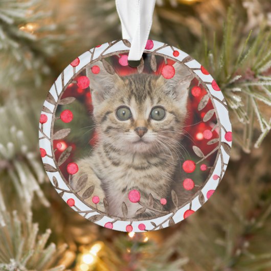 Pet Photo + Jaar & Waterverf Rendier Pastel Blauw Ornament (Boom)