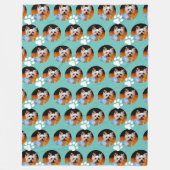Pet Photo Light Blauwgroen met Paw Print Cute Mode Fleece Deken (Voorkant)