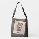 Pet Photo Lijst Rustic Wood - Aangepast Crossbody Tas (Achterkant)