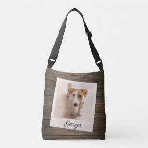 Pet Photo Lijst Rustic Wood - Aangepast Crossbody Tas