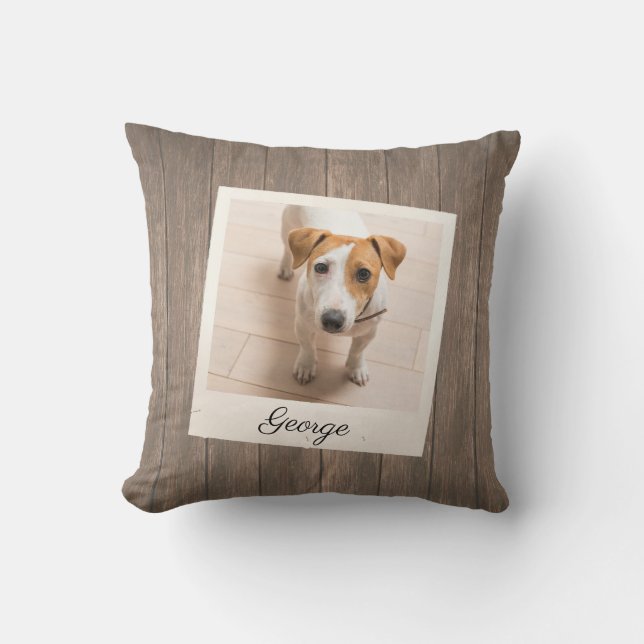 Pet Photo Lijst Rustic Wood - Aangepast Kussen (Voorkant)