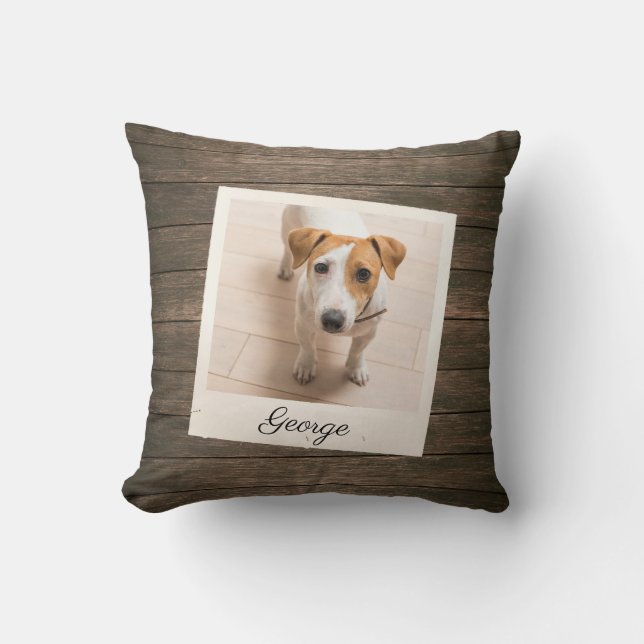 Pet Photo Lijst Rustic Wood - Aangepast Kussen (Voorkant)