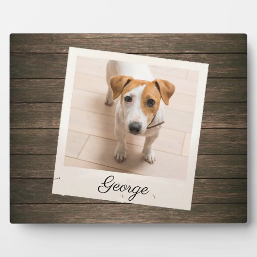 Pet Photo Lijst Rustic Wood - Aangepast Plaque Fotoplaat (Voorkant)
