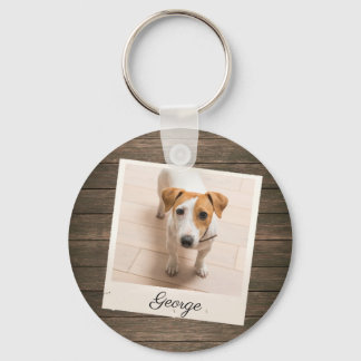 Pet Photo Lijst Rustic Wood - Aangepast Sleutelhanger