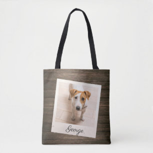 Pet Photo Lijst Rustic Wood - Aangepast Tote Bag