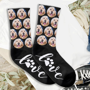 Pet Photo Love Paw Print Dog Socks Sokken