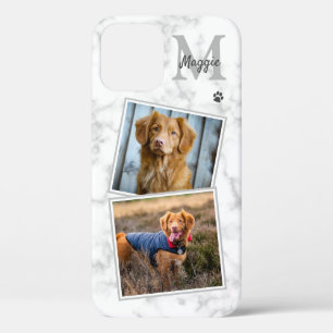 Pet Photo Marble Monogram Initiaal Name 2 Cat Dog Case-Mate iPhone Case