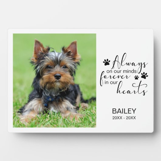 Pet Photo Memorial Always on our Minds Fotoplaat (voorkant)