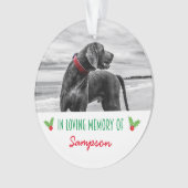 Pet Photo Memorial Christmas Holly Ornament (voorkant)
