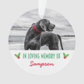 Pet Photo Memorial Christmas Holly Ornament (voorkant)