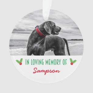 Pet Photo Memorial Christmas Holly Ornament