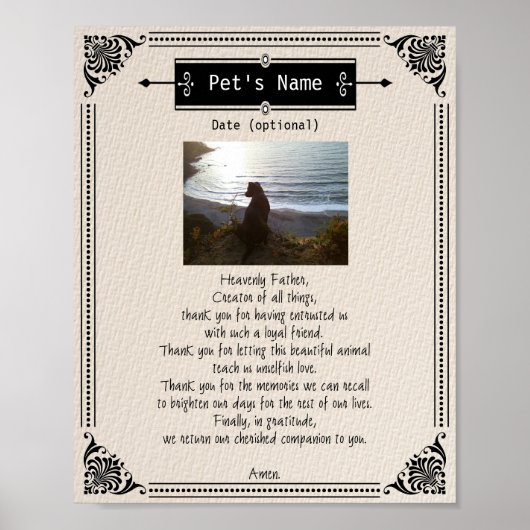 Pet Photo Memorial Dog Prayer - Poster (Voorkant)
