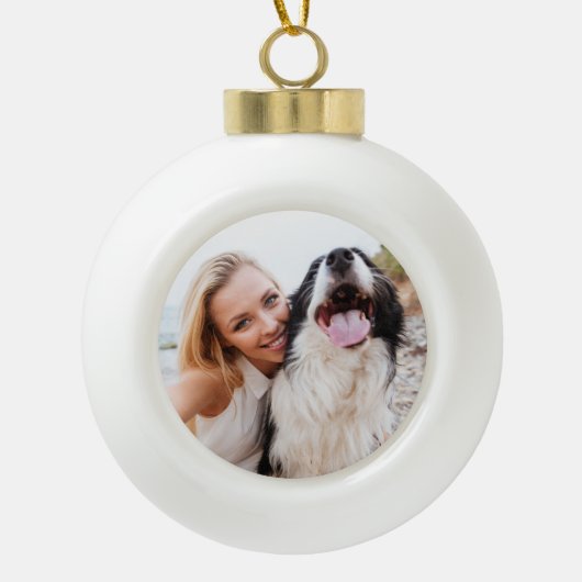 Pet Photo Memorial Keramische Bal Ornament (Voorkant)