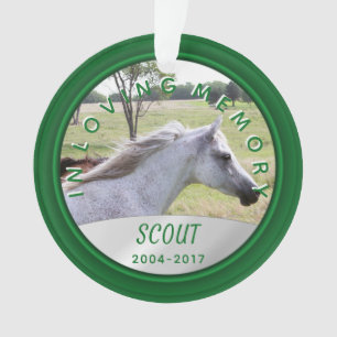 Pet Photo Memorial Ornament in Loving Memory Green