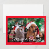 Pet Photo Merry en Bright Holiday Kaart (Voorkant / Achterkant)